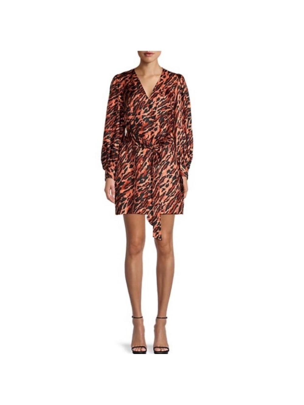 Sandro Lunas Tiger Print Belted 100% Silk Mini Dress Size 38 / US M / 6 NWOT
